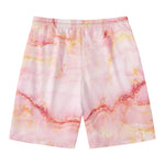 Pink Marble Print Men's Swim Trunks