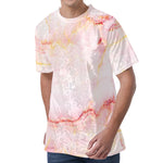 Pink Marble Print Men's Velvet T-Shirt