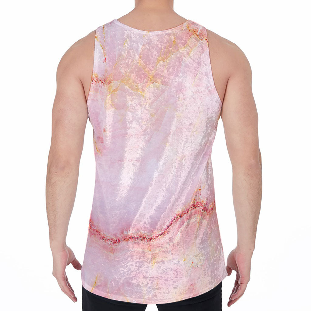 Pink Marble Print Men's Velvet Tank Top