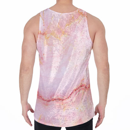 Pink Marble Print Men's Velvet Tank Top