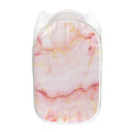 Pink Marble Print Mesh Laundry Hamper