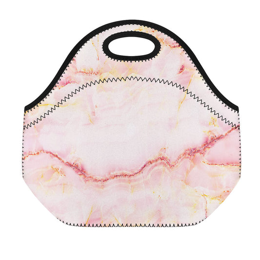 Pink Marble Print Neoprene Lunch Bag
