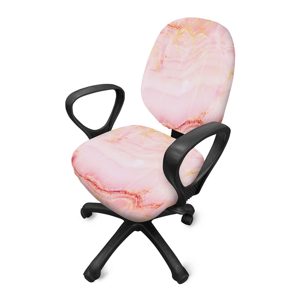Pink Marble Print Office Chair Cover