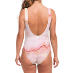 Pink Marble Print One Piece Swimsuit