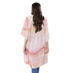 Pink Marble Print Open Front Beach Cover Up