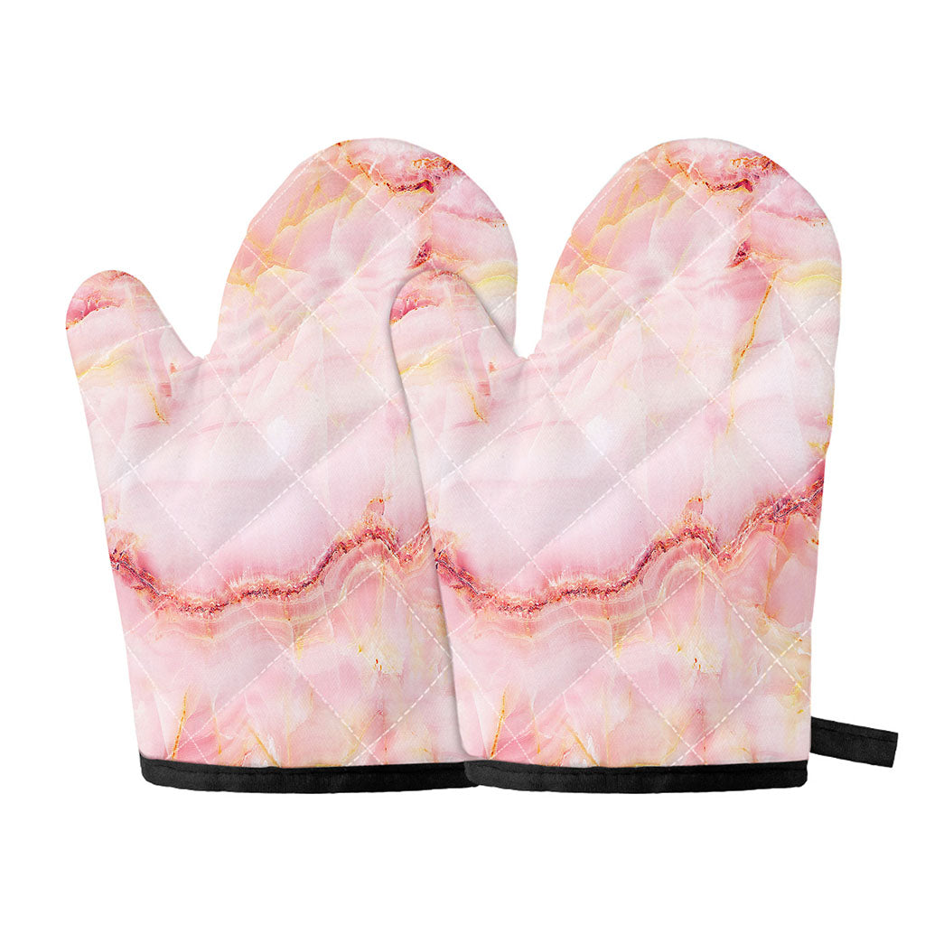 Pink Marble Print Oven Mitts