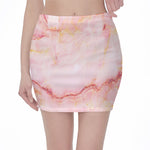 Pink Marble Print Pencil Mini Skirt