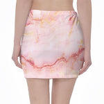 Pink Marble Print Pencil Mini Skirt