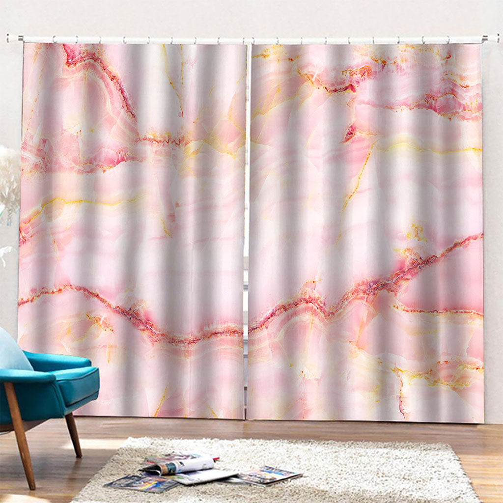Pink Marble Print Pencil Pleat Curtains