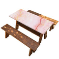 Pink Marble Print Picnic Table Cover
