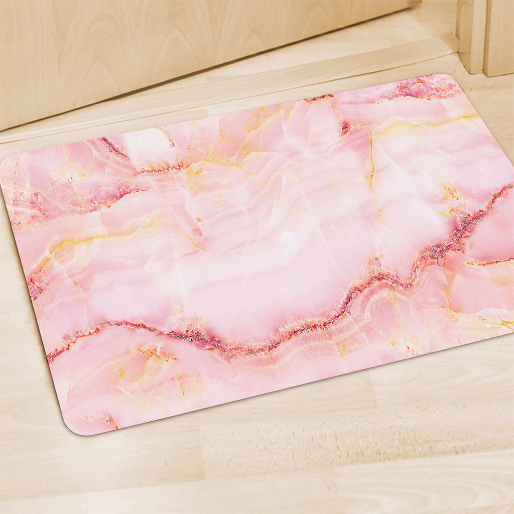 Pink Marble Print Polyester Doormat