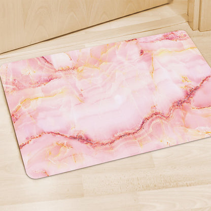 Pink Marble Print Polyester Doormat