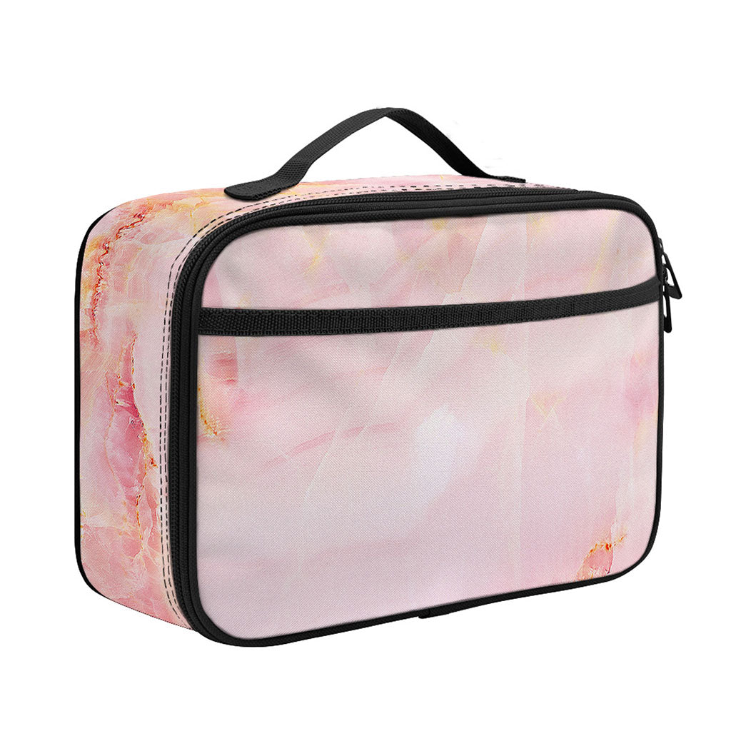 Pink Marble Print Portable Lunch Bag