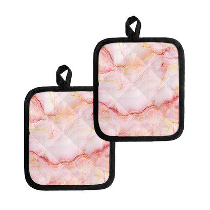 Pink Marble Print Pot Holders
