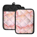 Pink Marble Print Pot Holders With Pocket