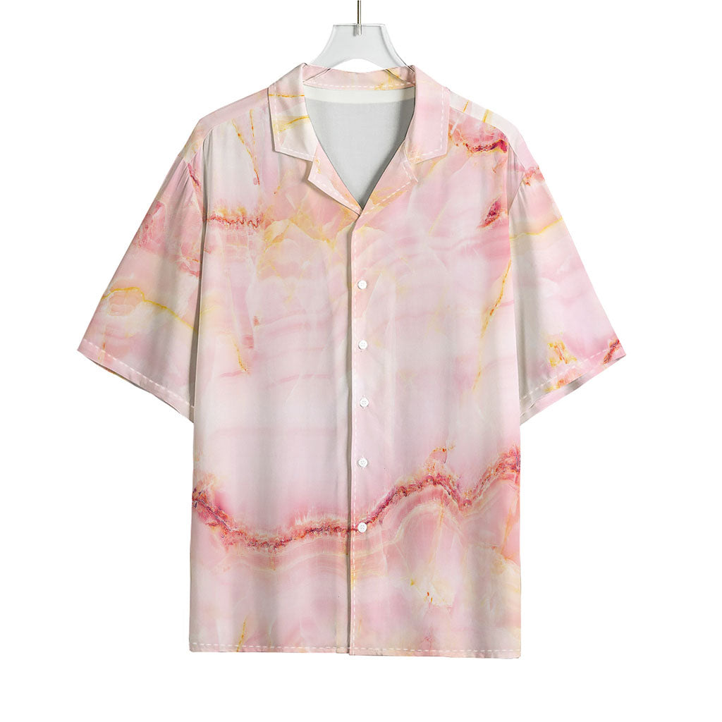 Pink Marble Print Rayon Hawaiian Shirt