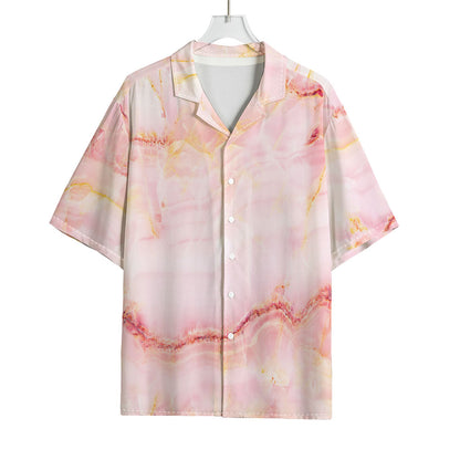Pink Marble Print Rayon Hawaiian Shirt