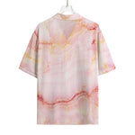 Pink Marble Print Rayon Hawaiian Shirt