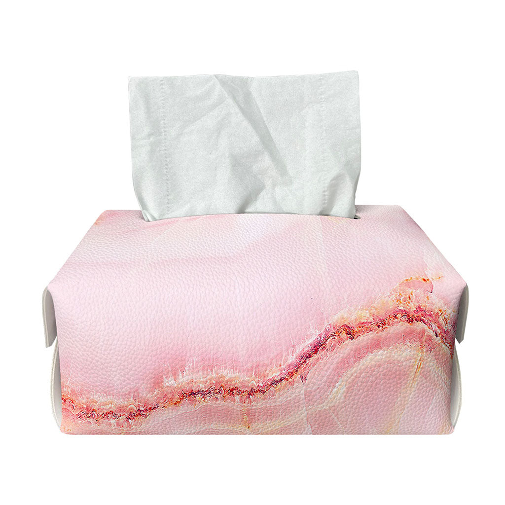 Pink Marble Print Rectangle Tissue Box Cover