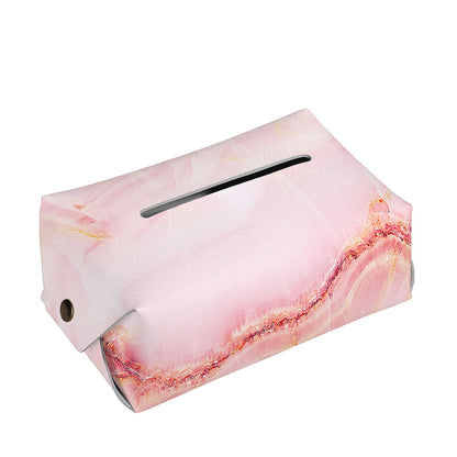 Pink Marble Print Rectangle Tissue Box Cover
