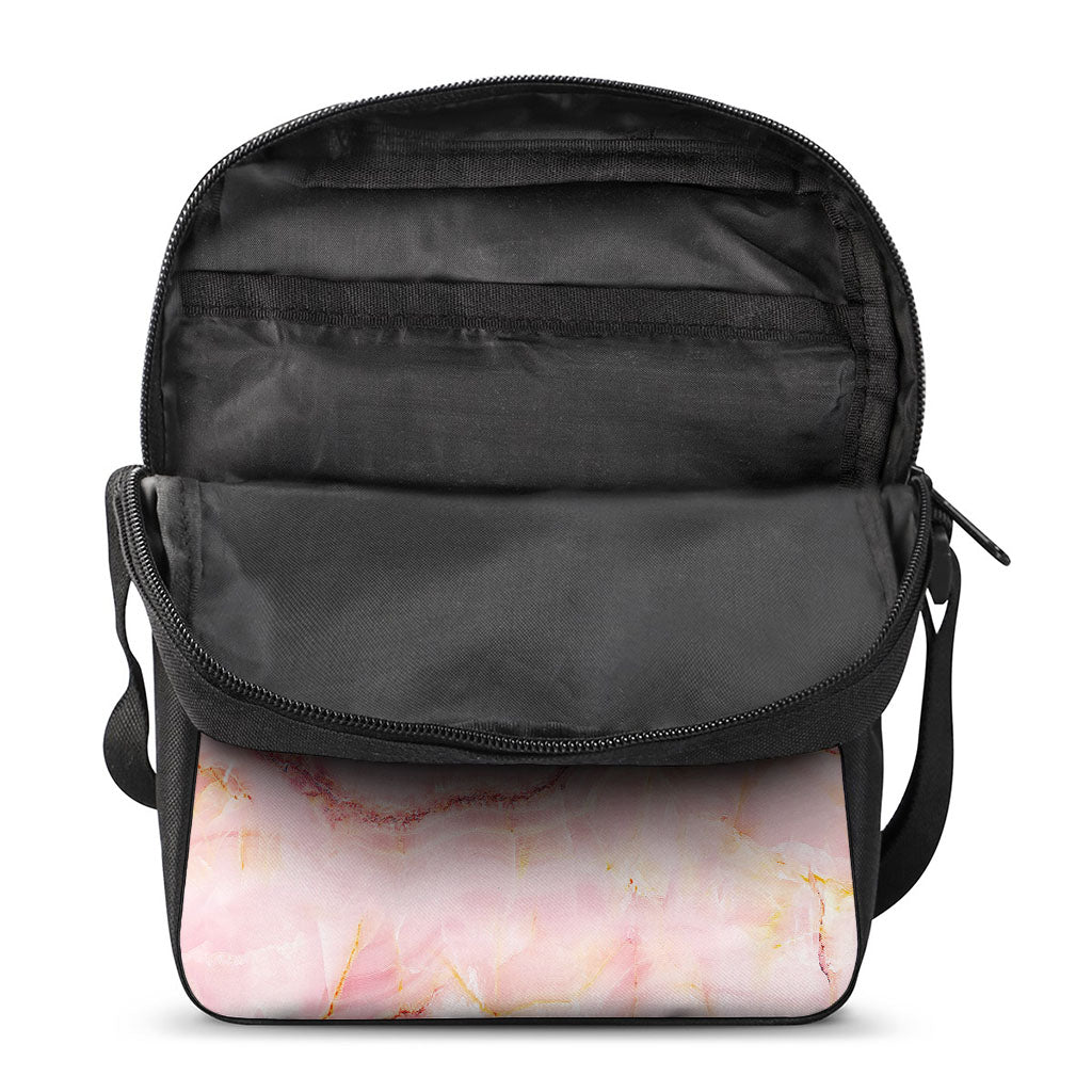 Pink Marble Print Rectangular Crossbody Bag