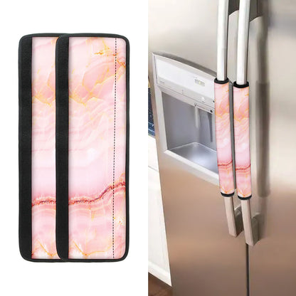Pink Marble Print Refrigerator Handle Covers