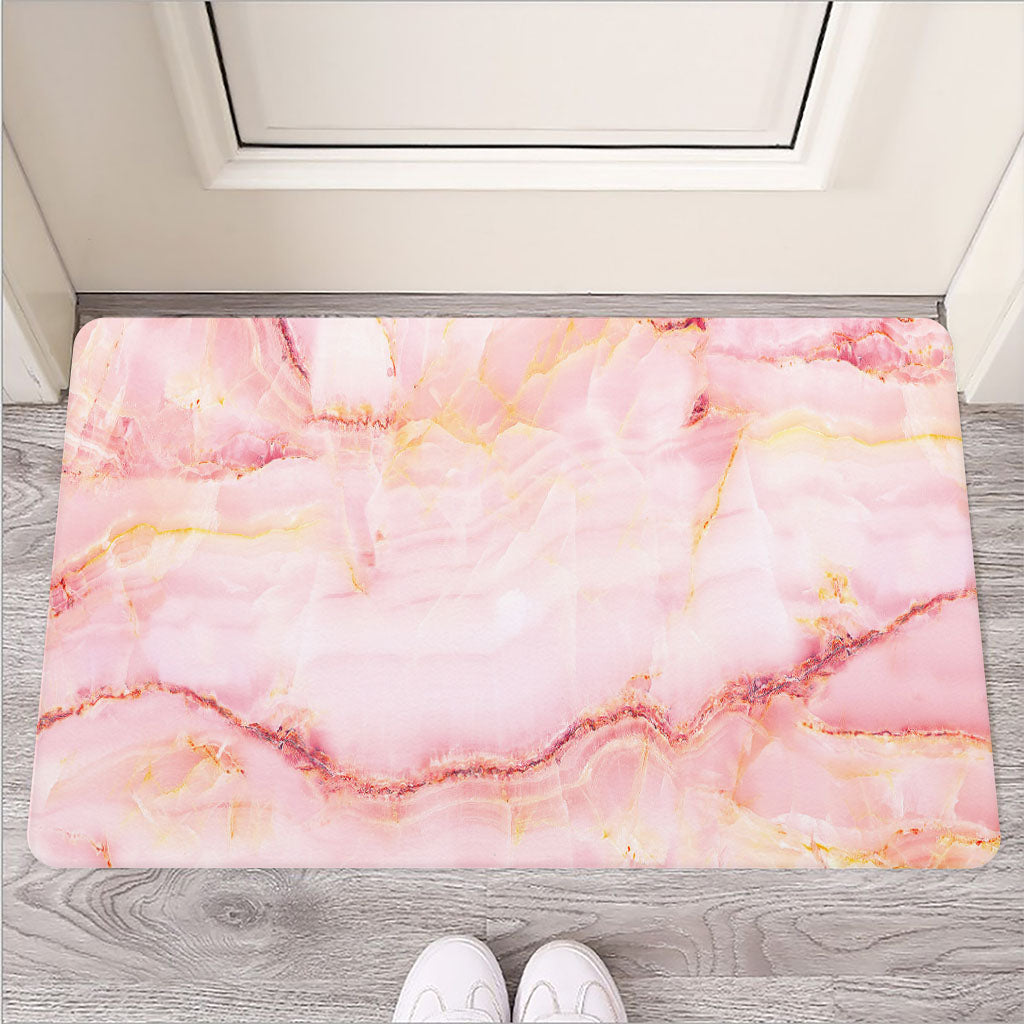 Pink Marble Print Rubber Doormat