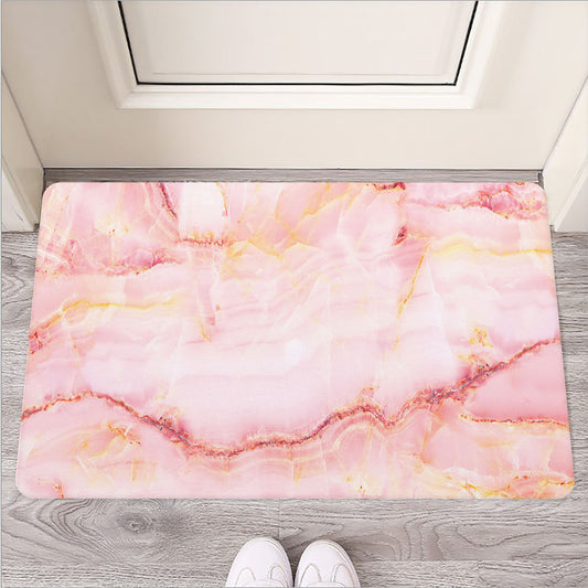 Pink Marble Print Rubber Doormat