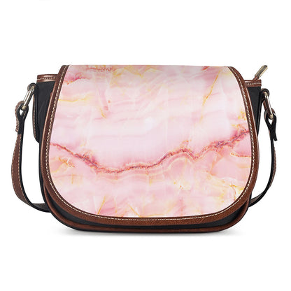 Pink Marble Print Saddle Bag