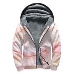 Pink Marble Print Sherpa Lined Zip Up Hoodie