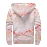 Pink Marble Print Sherpa Lined Zip Up Hoodie