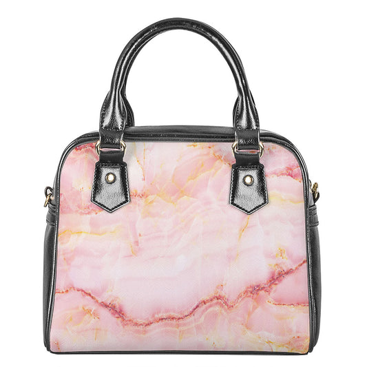 Pink Marble Print Shoulder Handbag