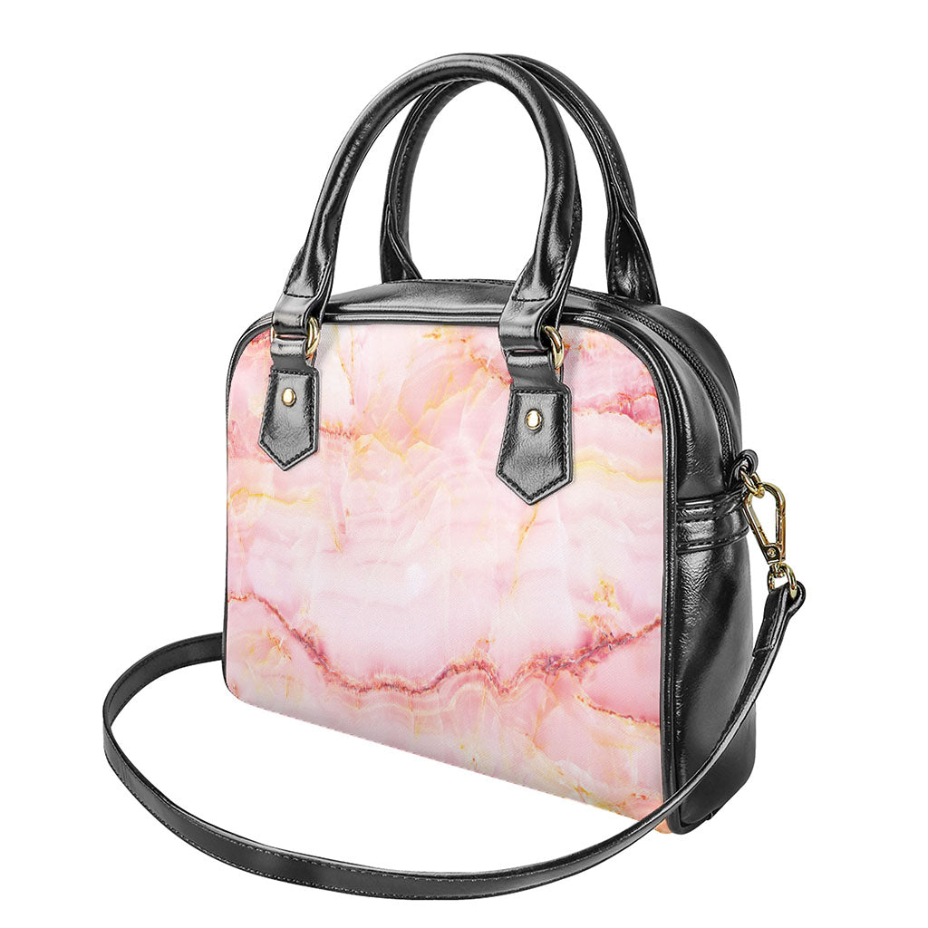 Pink Marble Print Shoulder Handbag