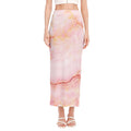 Pink Marble Print Side Slit Maxi Skirt