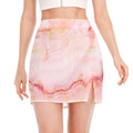 Pink Marble Print Side Slit Mini Skirt
