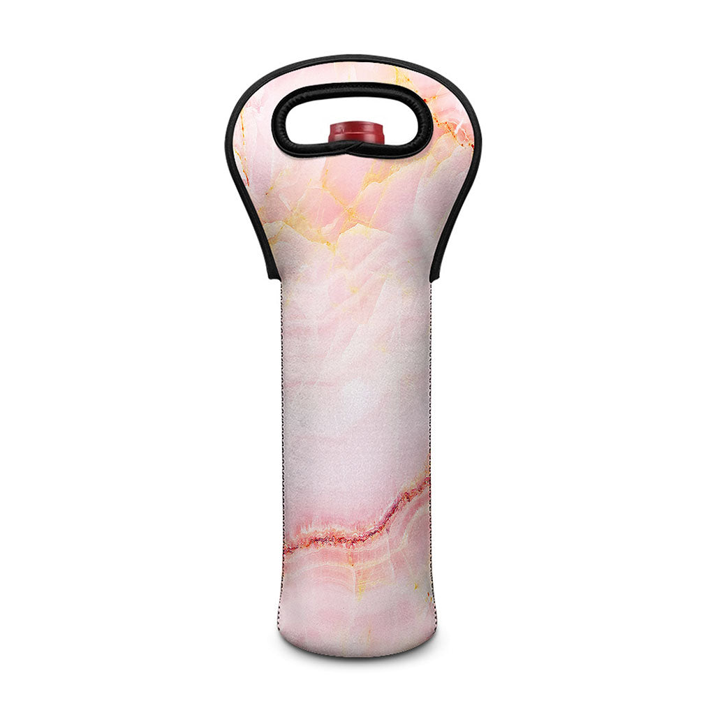 Pink Marble Print Single Neoprene Wine Tote