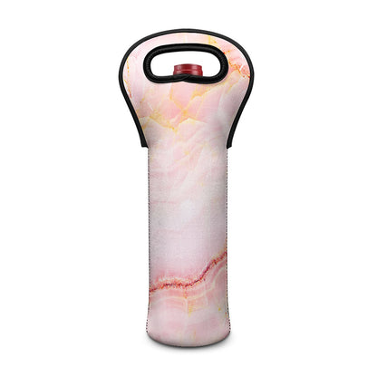 Pink Marble Print Single Neoprene Wine Tote