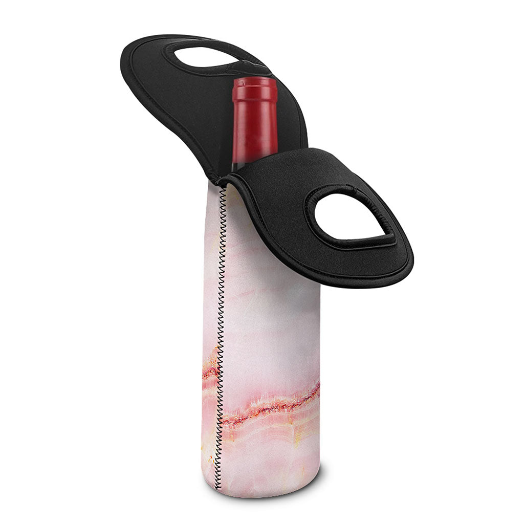 Pink Marble Print Single Neoprene Wine Tote