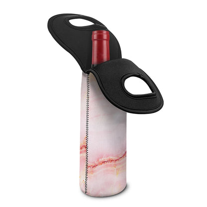 Pink Marble Print Single Neoprene Wine Tote