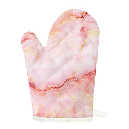 Pink Marble Print Single Oven Mitt