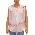 Pink Marble Print Sleeveless Baseball Jersey