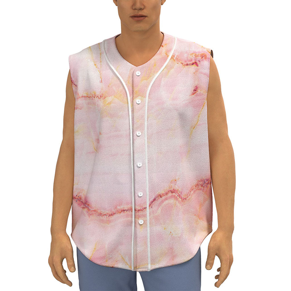 Pink Marble Print Sleeveless Baseball Jersey