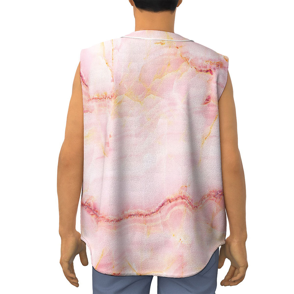 Pink Marble Print Sleeveless Baseball Jersey