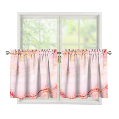 Pink Marble Print Tier Curtains