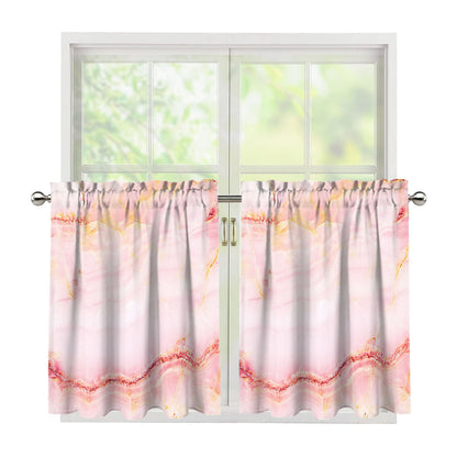 Pink Marble Print Tier Curtains