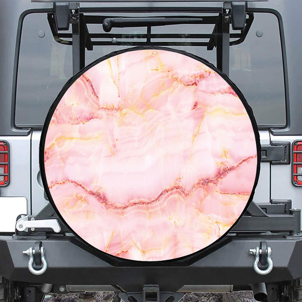 Pink Marble Print Tire Cover