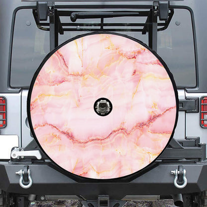Pink Marble Print Tire Cover With Camera Hole