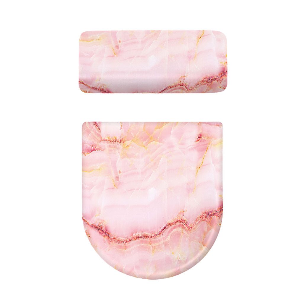 Pink Marble Print Toilet Lid And Tank Cover Set