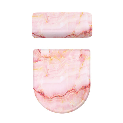 Pink Marble Print Toilet Lid And Tank Cover Set