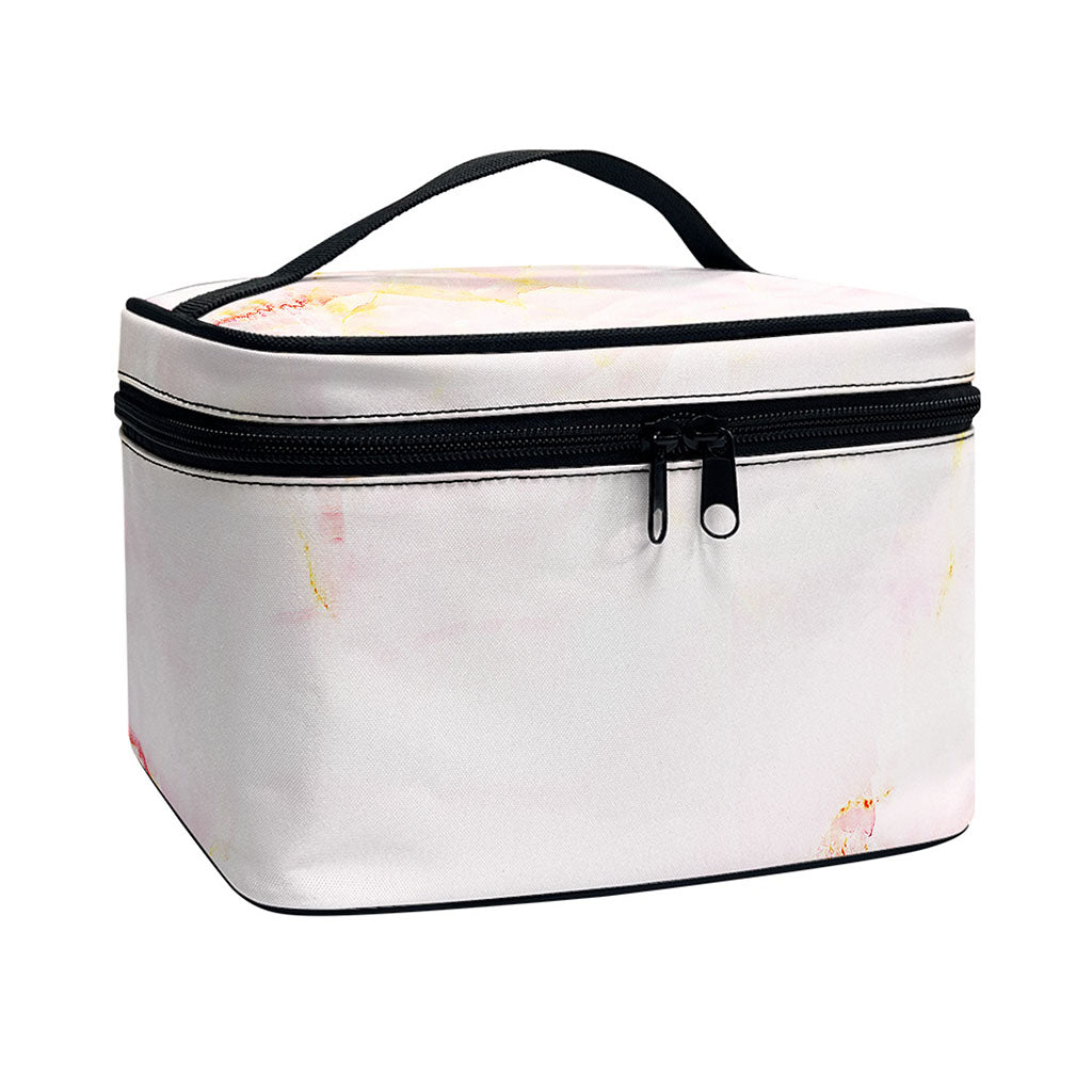 Pink Marble Print Travel Makeup Bag